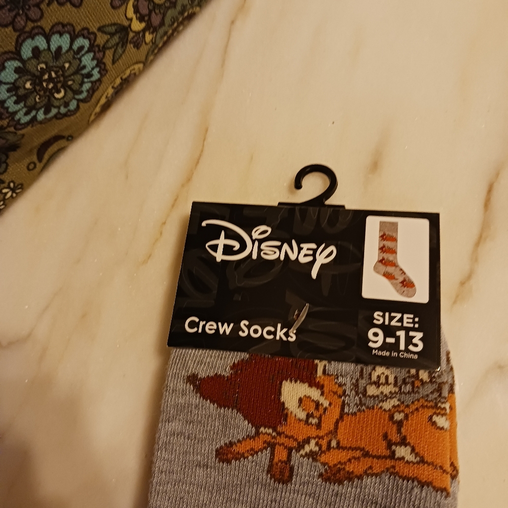 NWT Disney Bambi Crew Socks, 1 Pair 9-13 - Picture 2 of 4